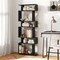 6-Tier Modern Wooden Bookshelf with Geometric S-Shape Design Bedroom or Living Room